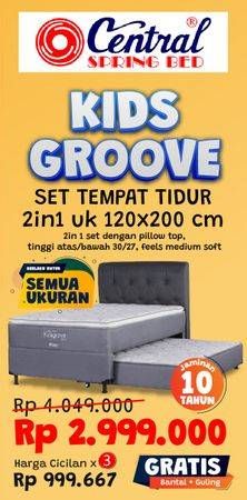 Promo Harga CENTRAL SPRING BED Kids Groove 2 in 1 Bed Set 120x200cm  - Courts