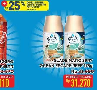 Promo Harga Glade Matic Spray Refill Ocean Escape 175 ml - Hypermart