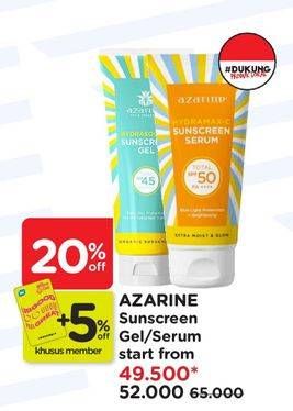 Promo Harga Azarine Hydramax-C Sunscreen Serum SPF 50/Azarine Hydrasoothe Sunscreen Gel SPF45  - Watsons