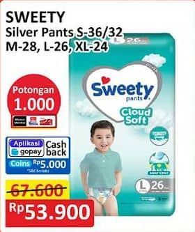 Promo Harga Sweety Silver Pants S32, M28, L26, XL24 24 pcs - Alfamart