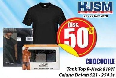 Promo Harga CROCODILE Pakaian Dalam Pria Tank Top R-Neck 819W, Celana Dalam 521-254 3s  - Hari Hari