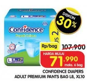 Promo Harga Confidence Adult Diapers Pants XL10, L8 8 pcs - Superindo