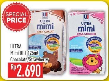 Promo Harga ULTRA MIMI Susu UHT Chocolate, Strawberry 125 ml - Hypermart