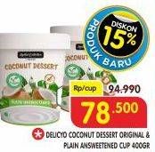 Promo Harga Delicyo Coconut Dessert Original, Plain Unsweetened 400 gr - Superindo