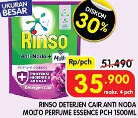 Promo Harga Rinso Liquid Detergent + Molto Purple Perfume Essence 1500 ml - Superindo