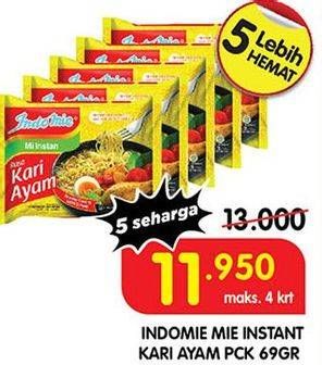 Promo Harga INDOMIE Mi Kuah Kari Ayam 72 gr - Superindo