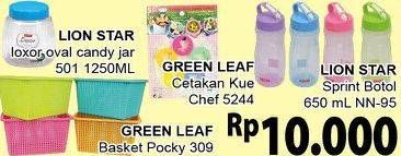 Promo Harga LION STAR Loxor Oval Candy Jar/Sprint Botol, GREEN LIFE Cetakan Kue Chef/Basket Pocky  - Giant