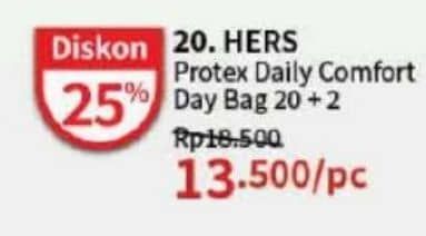 Promo Harga Hers Protex Daily Comfort Wing 23, 5cm 22 pcs - Guardian