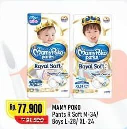 Promo Harga Mamy Poko Pants Royal Soft M34, L28, XL24 24 pcs - Alfamart