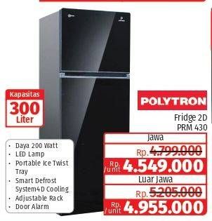 Promo Harga POLYTRON PRM 430X | Refrigerator 300 L  - Lotte Grosir