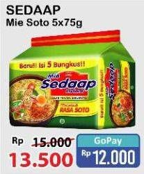 Promo Harga Sedaap Mie Kuah Soto per 5 pcs 75 gr - Alfamart