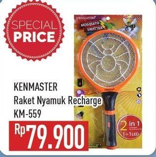 Promo Harga KENMASTER Raket Nyamuk Rechargeable + Senter LED KM-559  - Hypermart