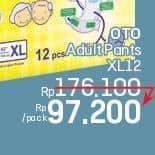 Promo Harga OTO Adult Diapers Pants XL12 12 pcs - LotteMart