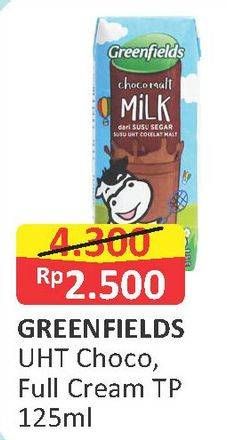 Promo Harga GREENFIELDS UHT Choco, Full Cream 125 ml - Alfamart