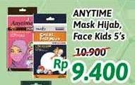 Promo Harga ANYTIME Mask Child, Hijab 5 pcs - Alfamidi