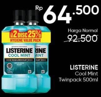 Promo Harga Listerine Mouthwash Antiseptic Cool Mint 500 ml - Guardian