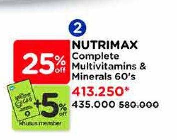 Promo Harga Nutrimax Complete Multivitamins & Minerals 60 pcs - Watsons