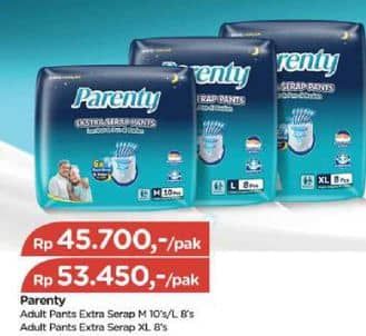 Promo Harga Parenty Ekstra Serap Pants M10, L8 8 pcs - TIP TOP