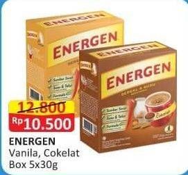 Promo Harga Energen Cereal Instant Vanilla, Chocolate per 5 pcs 30 gr - Alfamart