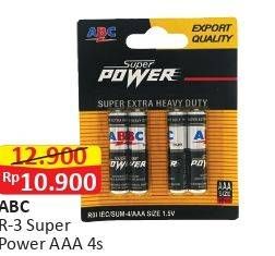 Promo Harga ABC Battery Super Power R03/AAA 4 pcs - Alfamart