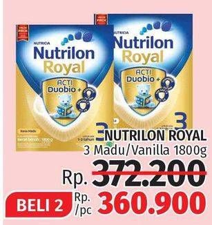 Promo Harga NUTRILON Royal 3 Susu Pertumbuhan Vanilla, Madu per 2 box 1800 gr - LotteMart
