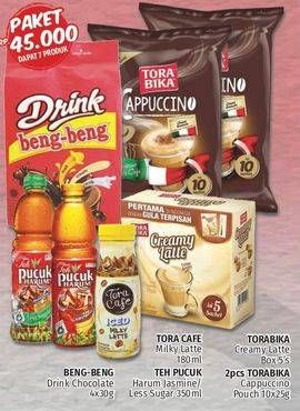 Promo Harga Beng-Beng 4s + Teh Pucuk harum 350ml + Torabika Creamy Latte 5s + Torabika Cappuccino 10s + Tora Cafe 180ml  - LotteMart