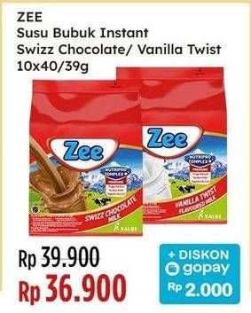 Promo Harga ZEE Susu Bubuk Swizz Chocolate, Vanilla Twist per 10 sachet 40 gr - Indomaret