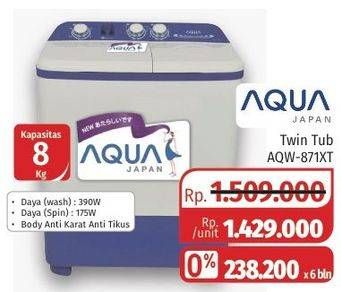 Promo Harga AQUA AQW-871XT | Mesin Cuci Twin Tube 8kg  - Lotte Grosir