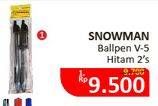 Promo Harga SNOWMAN Ball Point V5, Hitam 2 pcs - Alfamidi