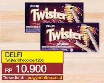 Promo Harga Delfi Twister Wafer Stick Choco 140 gr - Yogya