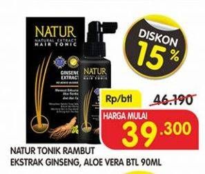 Promo Harga NATUR Shampoo Gingseng, Aloe Vera 80 ml - Superindo