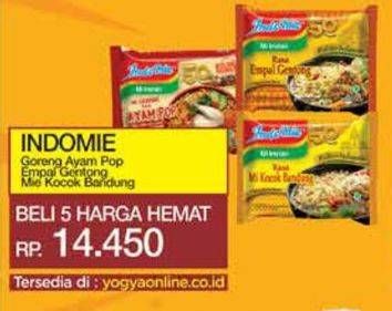 Promo Harga Indomie Goreng Ayam Pop, Empal Gentong, Mie Kocok Bandung  - Yogya