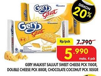 Promo Harga Malkist Saluut Sweet Cheese 110gr / Double Cheese 80gr / Chocolate Coconut 105gr  - Superindo