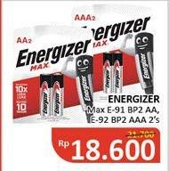 Promo Harga ENERGIZER Battery Alkaline Max AA E91, AAA E92 2 pcs - Alfamidi