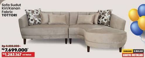 Promo Harga Tottori Sofa Sudut Fabric Kanan/Kiri  - COURTS