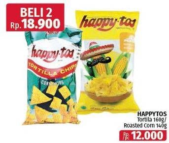 Promo Harga Happy Tos Tortilla Chips Hijau, Jagung Bakar/Roasted Corn 140 gr - Lotte Grosir