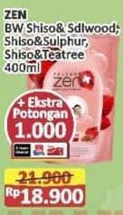 Promo Harga ZEN Anti Bacterial Body Wash Shiso Sandalwood, Shiso Sulphur, Shiso Tea Tree 400 ml - Alfamart