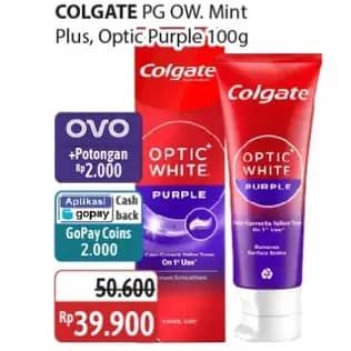 Promo Harga Colgate Toothpaste Optic White Purple, Plus Shine 100 gr - Alfamidi