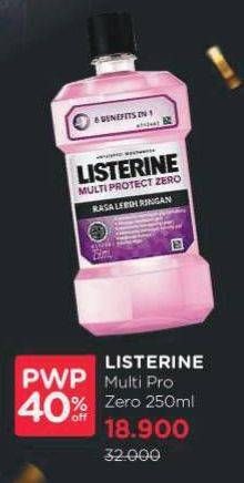 Promo Harga Listerine Mouthwash Antiseptic Multi Protect Zero 250 ml - Watsons
