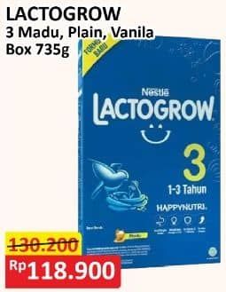 Promo Harga Lactogrow 3 Susu Pertumbuhan Madu, Plain, Vanila 750 gr - Alfamart