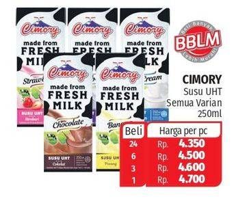 Promo Harga CIMORY Susu UHT Banana, Chocolate, Full Cream, Strawberry, Blueberry 250 ml - Lotte Grosir
