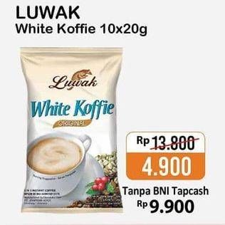 Promo Harga Luwak White Koffie per 10 sachet 20 gr - Alfamart