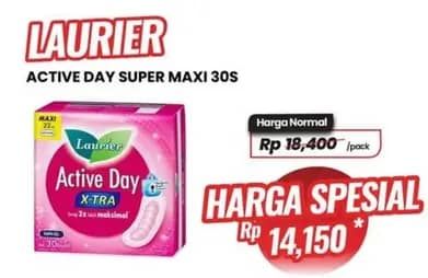Promo Harga Laurier Active Day X-TRA Wing 22cm 30 pcs - Carrefour