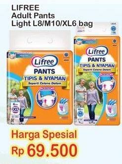 Promo Harga Lifree Popok Celana Tipis & Nyaman Bergerak L8, M10, XL6  - Indomaret