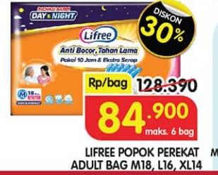 Promo Harga Lifree Popok Perekat Menyerap dan Kering M18, L16, XL14 14 pcs - Superindo