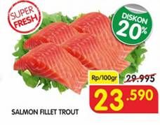 Promo Harga Salmon Fillet Trout per 100 gr - Superindo