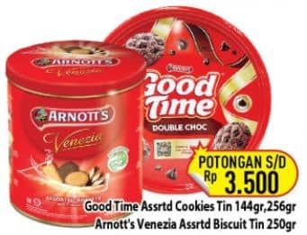 Promo Harga Good Time Chocochips Assorted Cookies Tin/Venezia Assorted Biscuits   - Hypermart