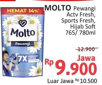 Promo Harga Molto Pewangi Active Fresh, Sports Fresh, Hijab Soft Fresh 780 ml - Alfamidi