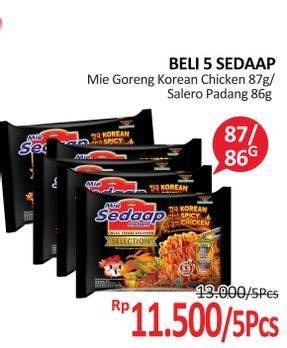 Promo Harga SEDAAP Mie Goreng Korean Chicken 87 g/ Salero Padang 86 g  - Alfamidi