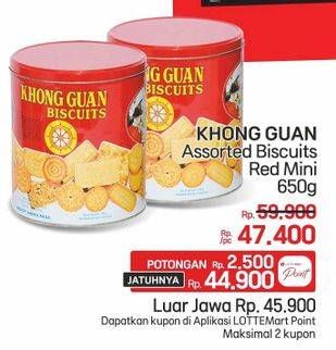 Promo Harga Khong Guan Assorted Biscuit Red Mini 650 gr - Lotte Grosir